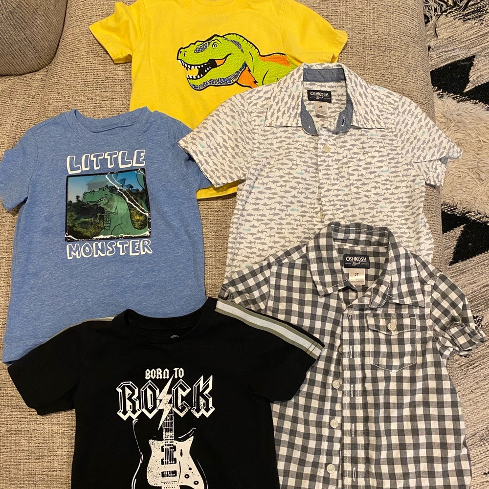Five toddler size 2T shirts